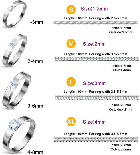 Hicarer 53 Pieces Ring Sizer for Loose Rings 8 Sizes Invisible Adjuster Fits 2-9.5mm Bands with Measuring Tool for Women Men Silicone Tightener EV...