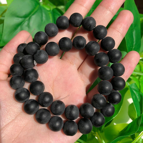 Yochus 8mm Black Matte Onyx Agates Round Loose Beads Frost Dull Polish Agat Beads for Jewelry Making...