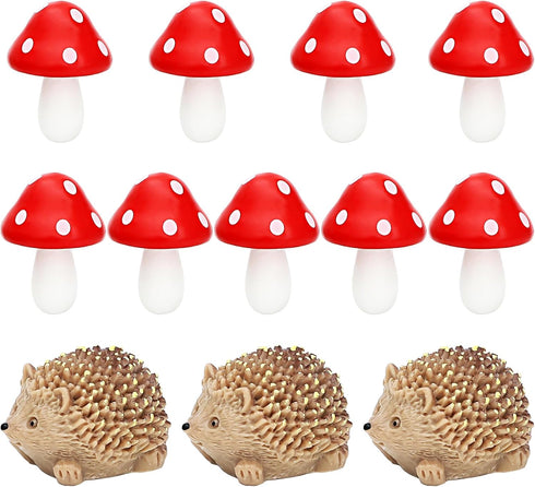 ONEST 12 Pieces Garden Miniature Accessories Mini Hedgehogs Mushroom Garden Micro Landscape Garden Ornament Figurines for DIY Craft Garden Decor...