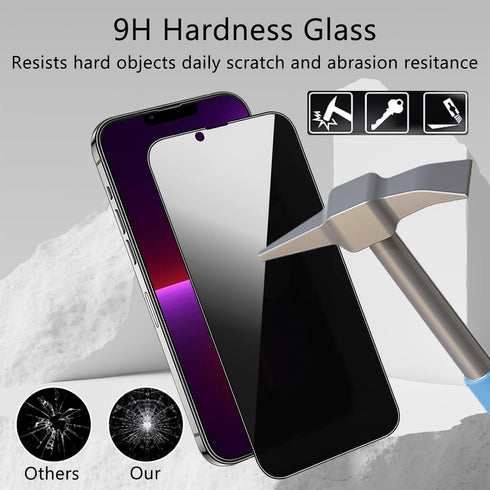 2 Pack Privacy Screen Protector for iPhone 14/13/13 Pro 6.1 inch, Anti Spy Tempered Glass Film Anti-Fingerprint Case Friendly Bubble Free......