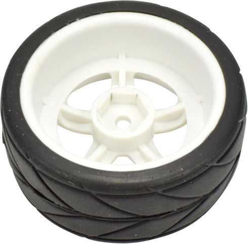 Apex RC Products 1/10 On-Road 12mm White 5 Spoke Wheels V Tread Rubber Tires (Set of 4) #5015...