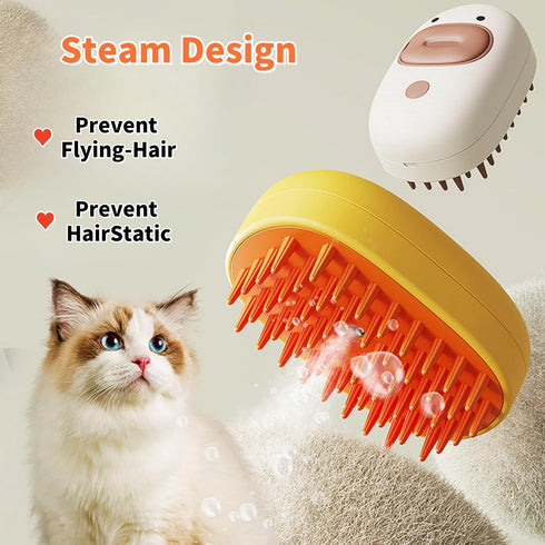 Cat Steam Brush, 3 In1 Steam Cat Brush, Spritz Defur Comb for Cats,Cat Steam Brush for Shedding,Steamy Cat Brush, Cloud Care Cat Brush for Cat,Dog...