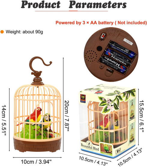 HWD Voice-Activated Induction Birds Birdcage Toy, Talking Chirping Fluttering Parrot Birds Toys Gifts for Baby Toddler Kids Children (A)...