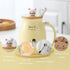 BigNoseDeer Tea Cup With Infuser and Lid Ceramic Coffee Mug Kawaii Cat Mug Cute Mugs Tea Mug Cute Cool Preppy Stuff Cat Gifts Birthday Gifts Cute ...