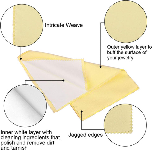 SEVENWELL 2pcs Jewelry Polishing Cleaning Cloth Large 10 x 12in for Sterling Silver Jewelry Gold, Diamond, Platinum, Coins (Yellow)...
