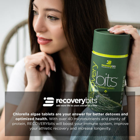 RECOVERYbits Organic Chlorella Algae Tablets, Superfood, Pure Green Algae, High Protein and Fiber, Chlorophyll, Cracked Cell Wall Non-Irradiated, ...