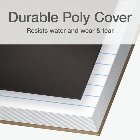 Oxford Poly Spiral Notebook, 2-Subject for School, College Ruled Paper, 100 Sheets, 6 x 9.5 Inches, 2 Double Pocket Dividers, Black Cover (1002544...