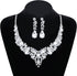 SAILIMUE Wedding Bridal Jewelry Set For Women Rhinestone Teardrop Cluster Statement Necklace Dangle Earrings Bracelet Jewelry Set For Wedding Part...