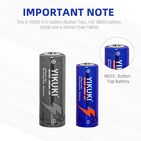 18500 Battery, IMR 18500 Rechargeable Li-ion Battery 1600mAh 3.7V with Button Top, for Flashlight, Solar Garden Light, Etc.?4pack?...