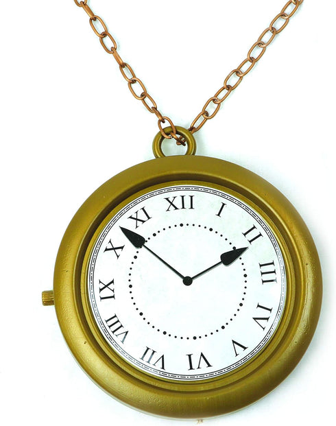 Skeleteen Jumbo Gold Clock Necklace - White Rabbit Clock, 8" Hip Hop Rapper Clock - 1 Piece...