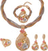 Gold Jewelry for Women Luxury African Dubai 18k Gold Plated Jewelry Sets Wedding Crystal Flower Necklace Earrings Set for Bridal Party Chunky Neck...