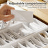 White Plastic Cable Organizer Box with Adjustment Compartments, Stackable Desk Accessories Storage Case with 7 Wire Ties for Drawer Supplies, Stat...