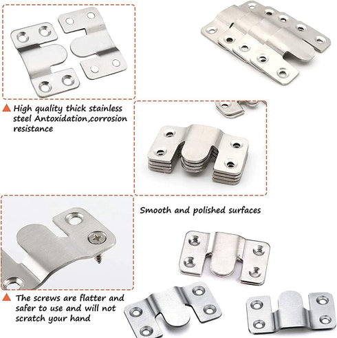 Flush Mount Bracket, Headboard Wall Mounting Brackets-56 x 30mm Interlocking Hanging Bracket, Mounting Hardware for Picture Hanging and Sectional ...