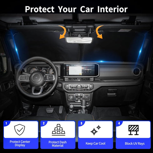 Upgraded Car Windshield Sunshade, Improved UV Protection Fabric, Foldable Front Sun Shade for Small Sedans, Mini SUVs, & Hatchbacks | Small (59''×...