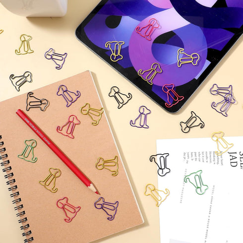 100 Pcs Colorful Animal Bookmarks Clips Cute Paper Clips Dog Shaped Paper Clips Fun Office Gifts Lovely 6 Colors Dog Shaped Marking Clips for Wome...
