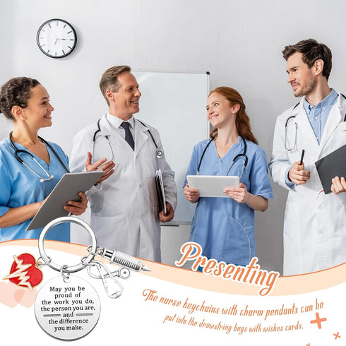 Henoyso 36 Pcs Nurse Gifts Nurse Keychain Bulk Nurse Week Appreciation Gift for Nurse Student Medical Assistant Nurse Day(White)...