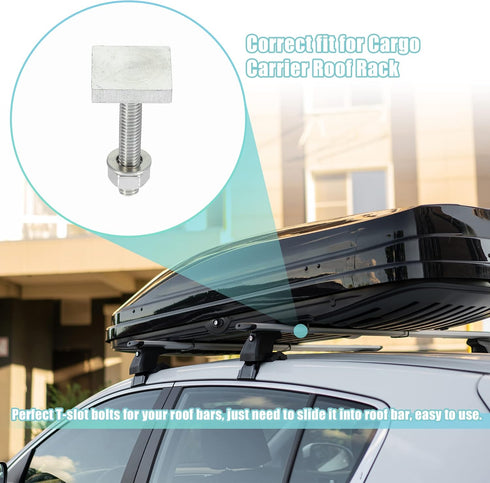 X AUTOHAUX 4pcs Universal Roof Rack T Shaped Bolt Rooftop Cargo Carrier Rack Bolt T Shaped Slots T Shaped Track Bolts W/Nuts Washers Bike Rack Cro...