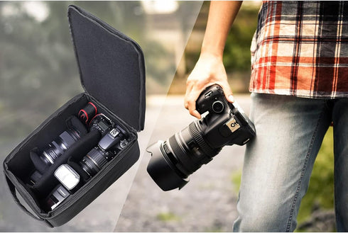 Roomy Camera Protective Bag Insert Waterproof Lens Pouch Shockproof DSLR SLR Carrying Case with Thicken Partition Padded Liner for Sony Canon Niko...