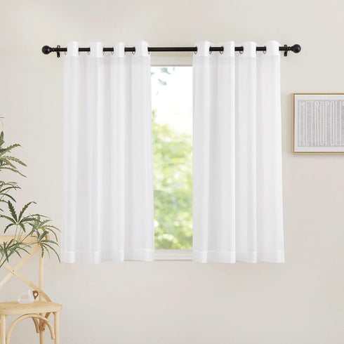 NICETOWN Airy Sheer Window Curtains 54 inch Length for Bedroom, Grommet Solid Ivory Voile Sheer Texture Soft Window Treatment for Bathroom/Living ...