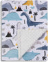 Baby Blanket for Boys Girls Soft Minky with Double Layer Dotted Backing, Color Dinosaurs Printed 30 x 40 Inch Receiving Blanket...