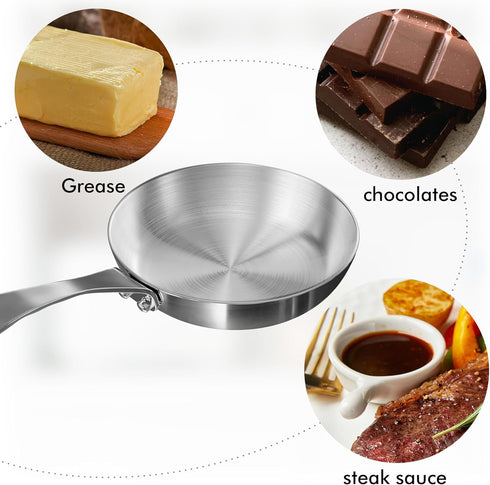 Macevia Mini Sauce Pan,18/8 Stainless Steel Butter Warmer Mini Pan Cooking Sauce Cup with Handle For All Stoves Multipurpose Use for Home Kitchen ...
