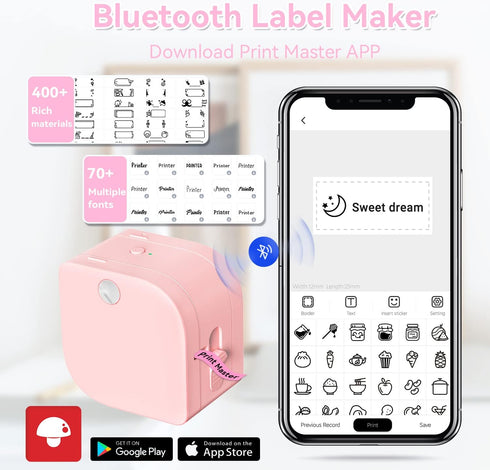 Zodzi Label Maker, P12 Label Maker Machine with Tape, Portable Thermal Label Printer for Organization,Mini Bluetooth Label Maker for Home, School ...