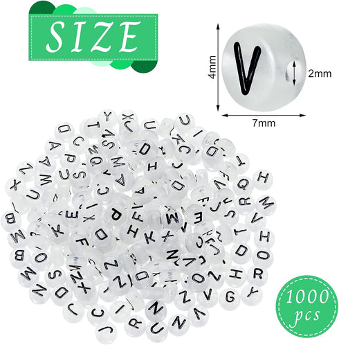 Jadive 1000 Pcs Glow in The Dark Letter Beads 4x7mm Glow Letter Beads Acrylic UV Luminous for Women Adults Bracelets Necklace DIY Crafts Making(Bl...