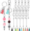 Huquary 20 Pcs Beadable Keychain Bar Set Including 10 Silver Alloy Blank Keychain 10 Leather Tassel Bulk, Keychain Making Supplies Pendant DIY Bea...