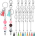 Huquary 20 Pcs Beadable Keychain Bar Set Including 10 Silver Alloy Blank Keychain 10 Leather Tassel Bulk, Keychain Making Supplies Pendant DIY Bea...