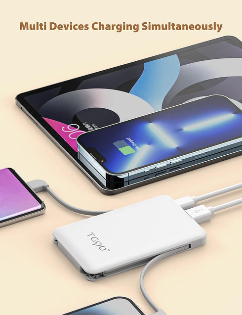 TG90° Power Bank 6000mah Portable Battery Charger, Mini Power Bank with Built-in Cables Portable Phone Charger...