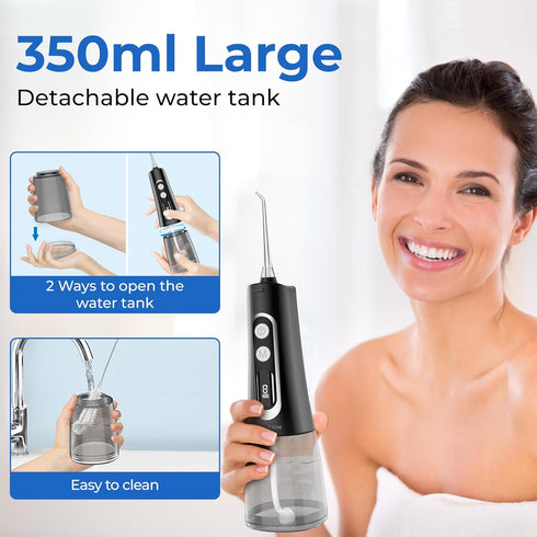 Advanced Water Flosser for Teeth, Gums, Braces and Dental Care, Large Water Tank 350ml, 9 Modes, Digital Screen, Waterproof, Rechargeable, Portabl...