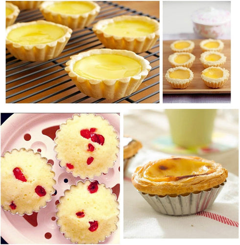 Tosnail 50 Pieces Aluminum Egg Tart Mold Small Tart Pie Tin Mini Cupcake Cake Muffin Cookie Mold Baking Cups...