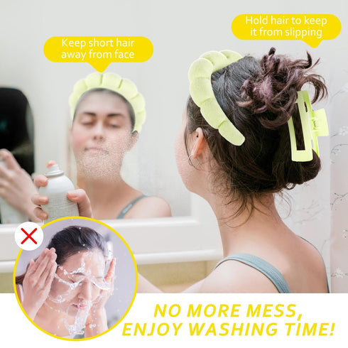 Skincare Headbands for Women, Makeup Spa Headband Bubble Face Wash Headbands for Washing Face or Facial with Hair Clips, Thick Hair Cute Puffy Spo...