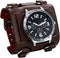 JewelryWe Black Brown Hip-hop Gothic Punk Style Men Watch Wide Leather Fashion Cuff Wristwatch for Halloween...