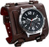 JewelryWe Black Brown Hip-hop Gothic Punk Style Men Watch Wide Leather Fashion Cuff Wristwatch for Halloween...