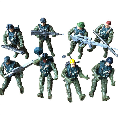 8 Pcs Soldier Action Figure Toy Army Men with Weapon Accessories/SWAT Team Figure Military Playset for Boys Girls, Birthday (8 pcs American soldie...