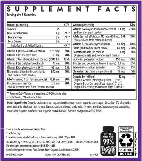 New Chapter Women’s Multivitamin Gummies - 66% Less Sugar, Women’s Gummy Vitamins with Vitamin C, D3 & Zinc, Non-GMO, Gluten Free, Berry-Citrus, 7...
