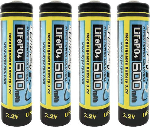 3.2V AA 600mAh Rechargeable Battery for Solar Panel Light, Tooth Brush, Shaver, Flashlight (4-Pack)...