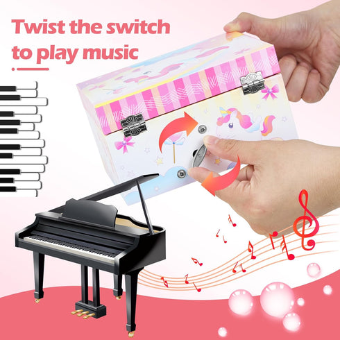 Musical Jewelry Box with Spinning Unicorn Girl Music Box Gift for Girls Toys Jewel Storage Case...