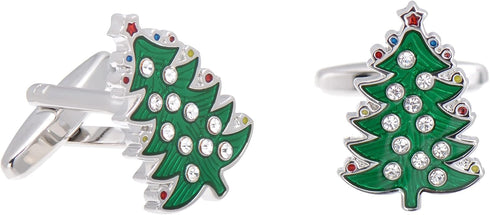 Green Christmas Tree Shaped Cufflinks...