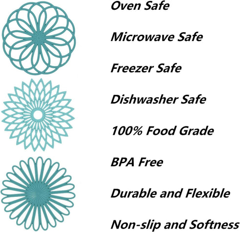 Silicone Trivets for Hot Dishes, Trivet Mat Hot Pads for Kitchen, Trivets for Hot Pots and Pans, Multi Purpose Silicone Heat Resistant Mats for Ta...