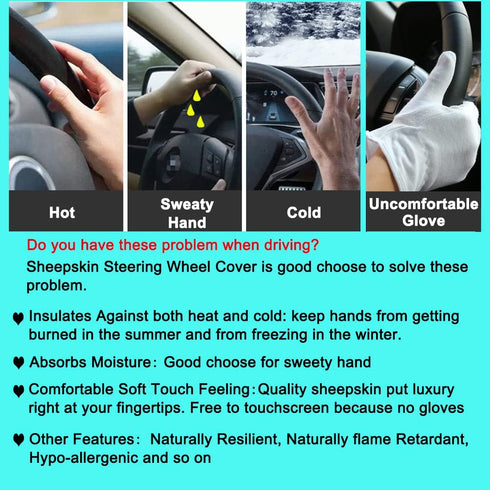 Soft Fluffy Sheepskin Car Steering Wheel Cover for Universal Auto Vehicle Women Man 14 1/2 inch-15 1/2inch Fuzzy Accessories (Saddle Brown)...