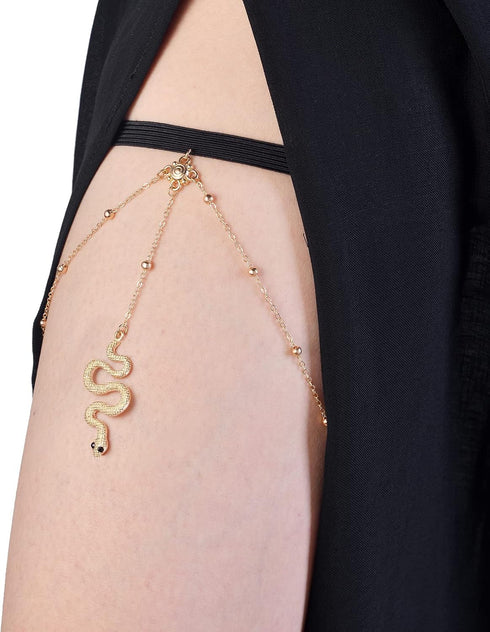 Tornito 12Pcs Thigh Chains Snake Heart Pearl CZ Leg Chain Boho Layered Body Chain Summer Beach Party Body Jewelry for Women Silver Gold Tone...