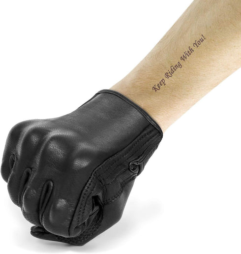 Updated Men’s Goat Skin Leather Motorcycle Gloves Touchscreen Knuckle Protector Motorcross Racing Gloves (Updated,Non-Perforated, XL)...