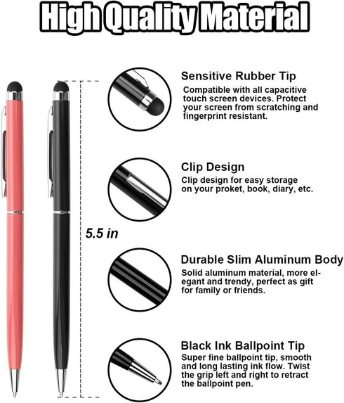 Stylus Pen anngrowy Stylus Pens Universal Ballpoint Pen 2 in 1 Stylists Pens for iPad iPhone Tablet Laptops Kindle Samsung Galaxy All Capacitive T...