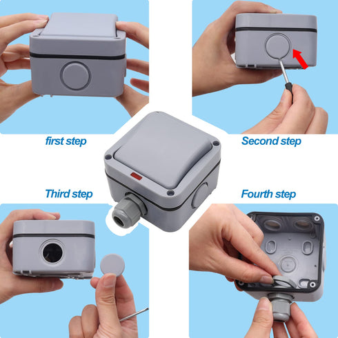 Taiss Outdoor Switch IP66 Waterproof Switch with Red LED indicator,1-Gang 2-Way SPDT Light Switch,10A 220V-250V Outdoor Garden Electrical Switch...