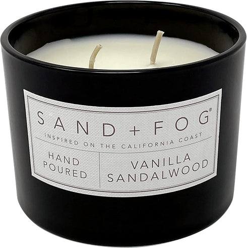 Sand + Fog Scented Candle - Vanilla Sandalwood – Additional Scents and Sizes – 100% Cotton Lead-Free Wick - Luxury Air Freshening Jar Candles - Pe...