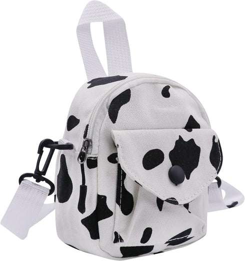 JUMISEE Cute Cow Print Canvas Crossbody Purse Small Cell Phone Bag Shoulder Handbag for Men Women Kids...