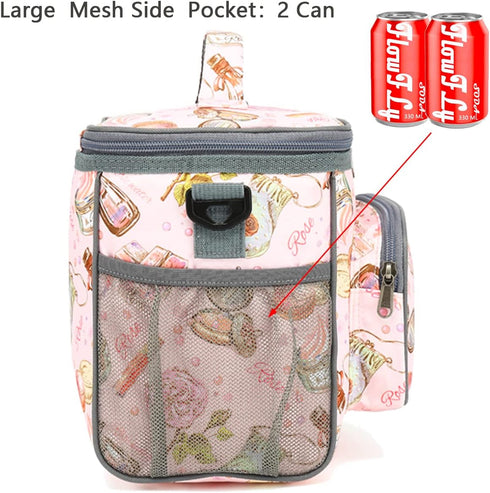 FlowFly Insulated Reusable Lunch Bag Adult Large Lunch Box for Women and Men with Adjustable Shoulder Strap,Front Zipper Pocket and Dual Large Mes...