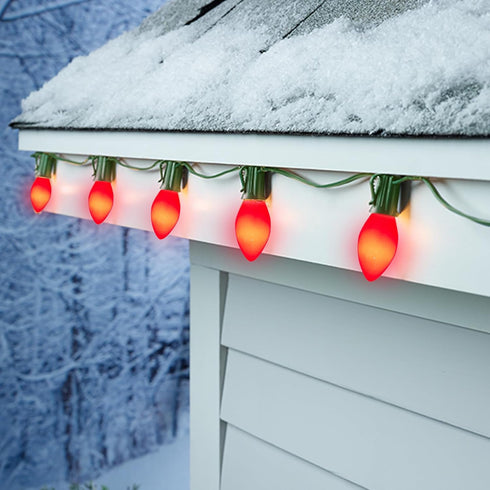 25PK C7 Christmas LED Replacement Bulbs,C7 Ceramic Red LED Bulb,0.6W E12 Base Bulbs for Patio Home Outdoor&Indoor Christmas Decor...